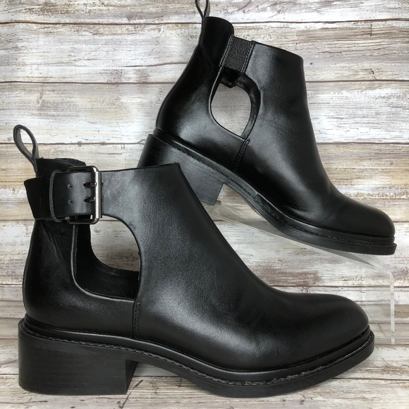 black ankle boots with side cutouts